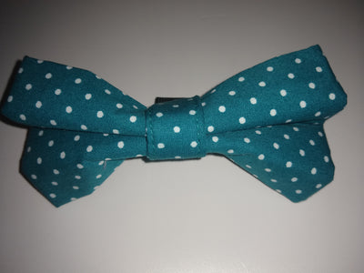 Teal with White Spots Dickie Bow