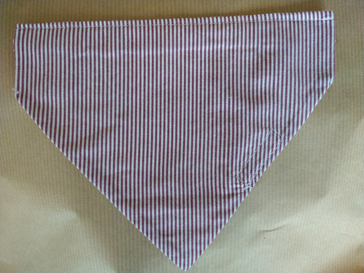 Reversible Upcycled Bandana - Pink Flowers, Light Blue Background / Red & White stripped